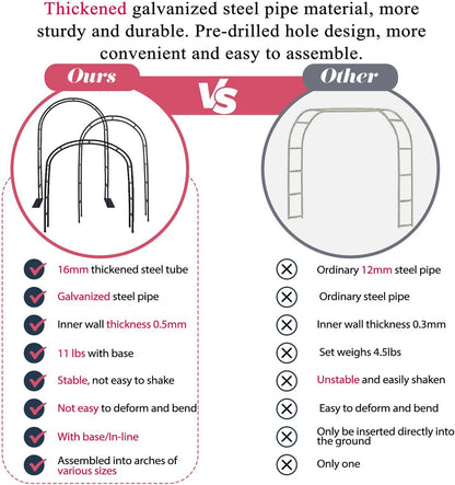 Thickened Rustproof Garden Arch, Wedding Arch- 4.6 * 7.8 or 6.4 * 7.5Ft, Easy to Assemble, Long Lasting and Durable, Metal Arch for Garden Arbor Trellis & Climbing Plant