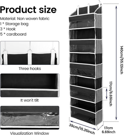 Over the Door Organizer with 5 Large Pockets and 10 Side Mesh Pockets Visible Closet Hanging Organizer Large Capacity Behind Door Storage Organizer for Home Office Bathroom Bedroom