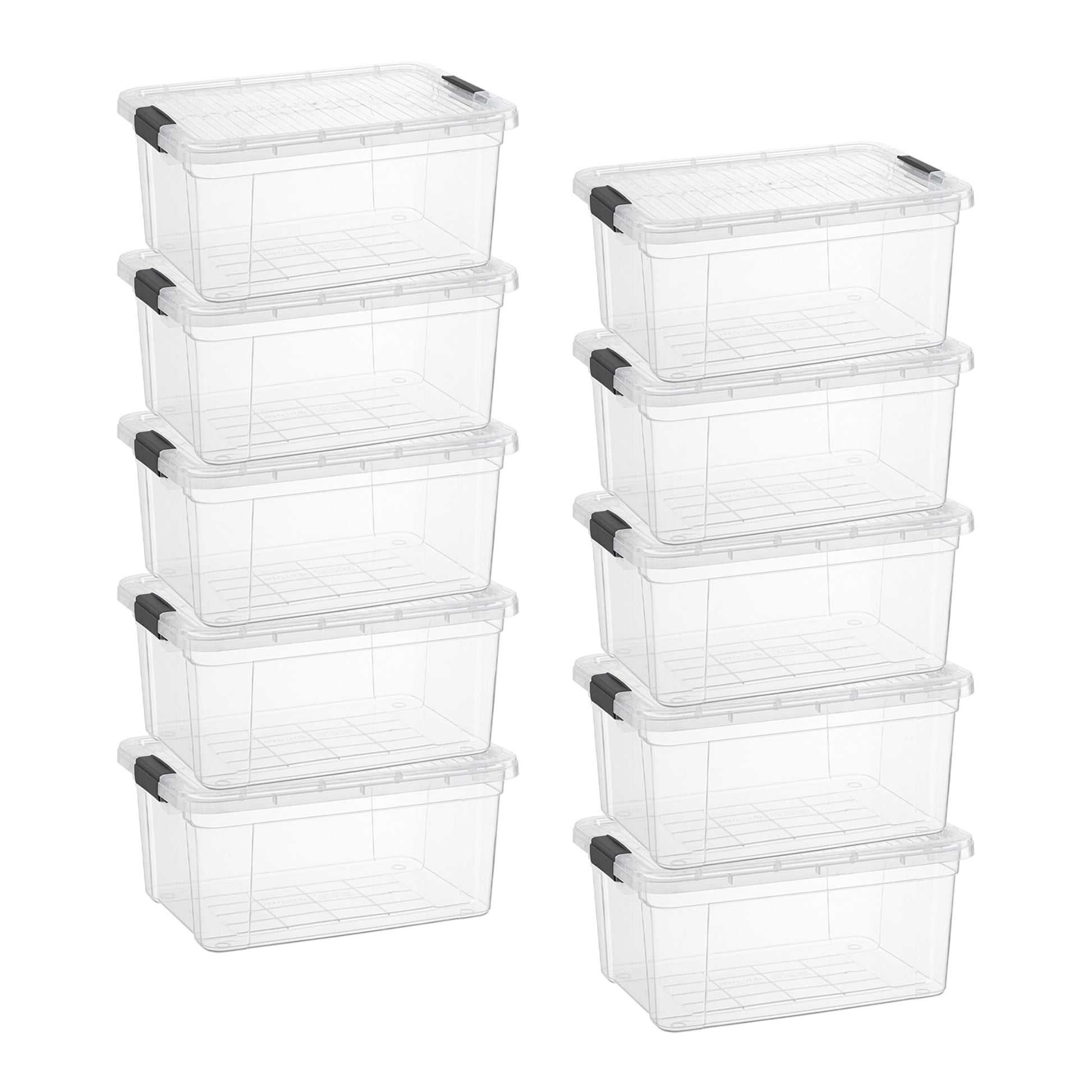 Superio Small Clear Storage Box with Lid, 6.6 Quart Plastic Container Bins for Organizing