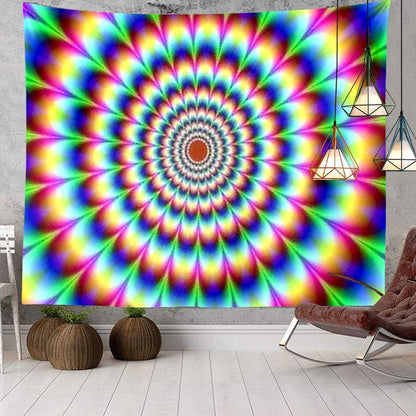Trippy Rainbow Spiritual Tapestry Psychedelic Abstract Colorful Vortex Wall Hanging Decor Mandala Hippie Large Tapestry Background for Bedroom Living Room Dorm(80x60 Inch)