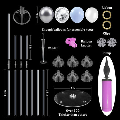 Baby Blue and Silver Balloon Stand Centerpiece Table Decorations for Baby Shower Wedding Engagement Bridal Shower Anniversary Birthday Party Decorations(Baby blue silver set4)