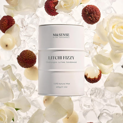 M&SENSE Large Soy Candles Litchi Fizzy Scented 21.2oz 120 Hour Long Lasting Natural Wax Non Toxic, Summer Candle Cozy Home Decor, Relaxing Aromatherapy Gifts for Women Mom Girlfriend