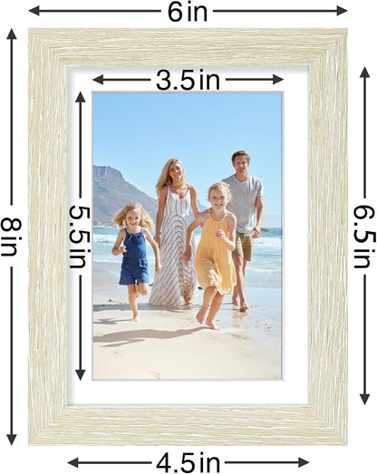 Vittanly 5x7 Picture Frames Set of 9, Shatter Resistant Plexiglass, Display 4x6 Pictures with Mat or 5x7 without Mat, Photo Frames for Wall or Tabletop, Engineered Wood, Cornsilk