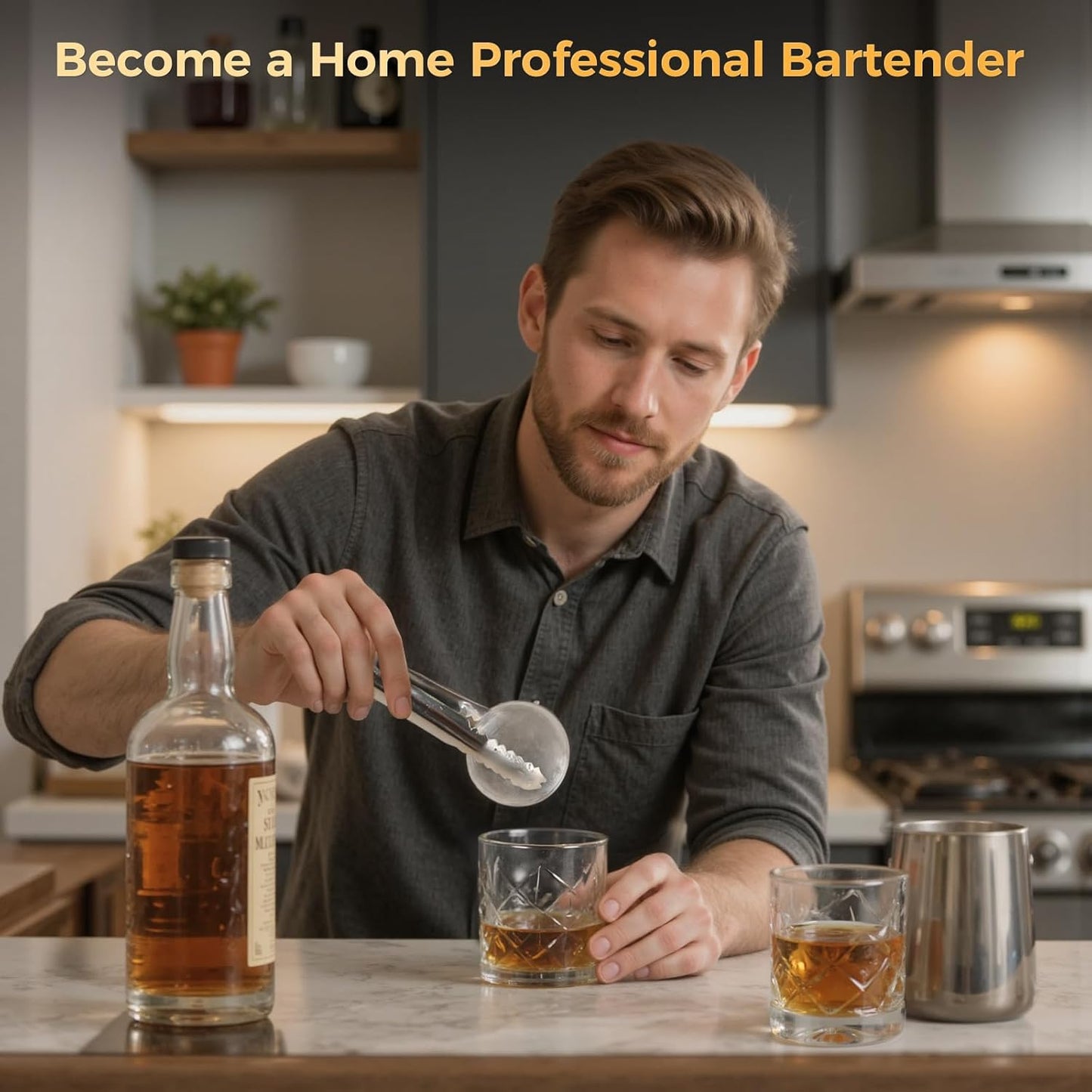 Whiskey Clear Ice-Ball Maker - 2" Slow-Melting Sphere Ice Maker, 4 pcs in 30 Mins 144 Pcs/Day, Round Cube Machine with Automatic Freeze Tech, Water Supply Self-Cleaning for Scotch, Bourbon