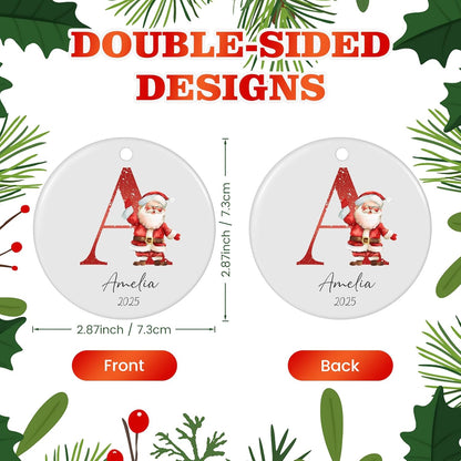 Personalized Christmas Ornaments 2025, Custom Initial Ornaments A-Z Monogram Ceramic Christmas Ornament