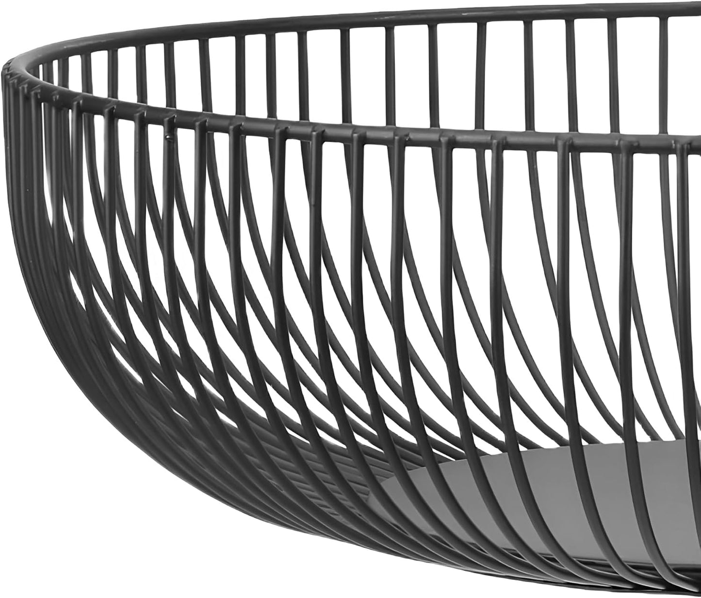 Fruit Bowl for Kitchen Counter, Black Wire Fruit Bowl, Metal Countertop Fruit Basket, 11 Inches Round Holder for Lemon, Banana, Candy, Snack in Office (Round C)