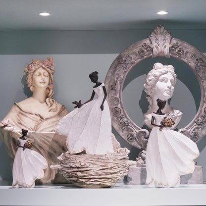 Guichifun Fairy Statue Collection Home Decoration - White Leaf Angel Girls Resin Home Decor for Outside or Inside Rustic Garden Outdoor Yard Decorations Figurines Memory Gift 7.5 x 4.5 x 11.5 Inch