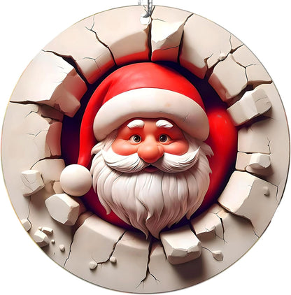 Jabihome Christmas Ornaments 2025, Exchange for Women, Men, Collectible Dated Year Ornaments for Tree, Unique Acrylic Suncatcher, Printed Stained Glass Effect Decor (Cracked Santa)