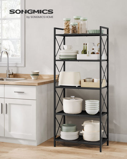 SONGMICS 5-Tier Metal Storage Rack, Shelving Unit with X Side Frames