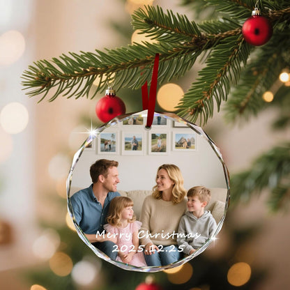 Custom Christmas Ornament Glass-Personalized Christmas Ornaments with Photo/Name/Date/Text,Wedding Christmas Birthday Baby Gifts (Color 7)