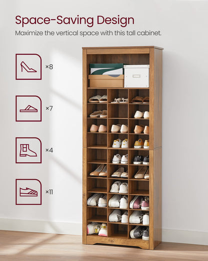 VASAGLE Shoe Storage Cabinet, 10 Tier Shoe Rack Organizer, Holds Up to 30 Pairs of Shoes, for