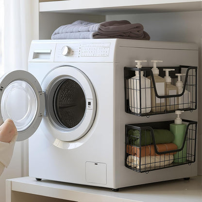 2 Pack Magnetic Shelf for Fridge Fruit Storage Container Fridge Magnetic Baskets Fruit Potato Onion Storage Bins, Pantry Organizer Refrigerator, Kitchen Counter, Cabinet, 12.4 x 7.9 x 5 Inch