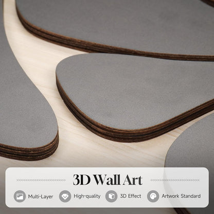 Framed Textured Wood 3D Wall Art for Living Room, Large Boho Floral Black and Beige Artwork for Walls, 3 Piece Abstract Bohemian Flower Wood 3D Art for Office Bedroom Hallway Wall decor, 24x36 Inch