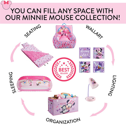Disney Minnie Mouse Pop-Up Hamper,“Oh So Happy” Design, 21”H x 13.5”W x 13.5”L, Durable &
