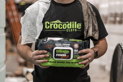 Crocodile Cloth Power Scrub - 6 pack. 480 (15" x 10") Heavy Duty Cleaning Wipes. Safe on Skin & Multiple Surfaces. Infused with Aloe & Vitamin E. Textured, Large, Pre-Moistened & Absorbent.
