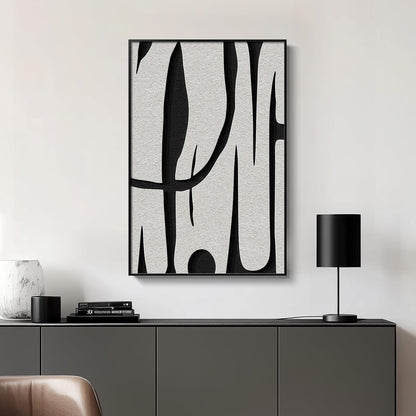 Framed Black and White Abstract Wall Art, Modern Large Canvas Paintings Artwork for Walls, Minimalist Abstract Lines Art Prints Pictures for Living Room Hallway Bedroom Office Bathroom Art Wall Decor 24x36 Inch