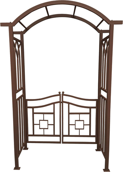 Brown Aluminum Garden Arbor Arch with Gate