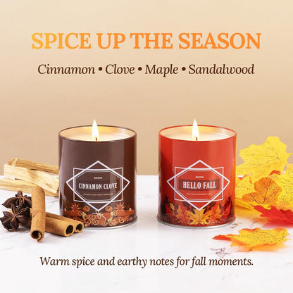 Fall Candles – 36oz (4×9oz) Soy Candles Gift Set with Autumn Scents: Pumpkin Spice, Cinnamon Clove, Apple Pie, Hello Fall – Gifts for Women & Men, Autumn Home Decor
