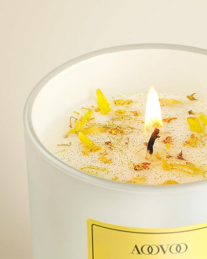 AOOVOO Vanilla Scented Candles for Women - Aromatherapy Candle with Crystals Inside, 10oz Soy Candles for Home Scented, Gifts for Women Mom