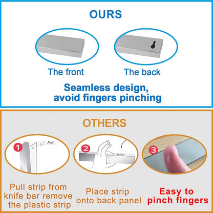 16 Inch Magnetic Knife Holder for Refrigerator - Knife Magnetic Strip for Fridge with Magnetic Hooks - Double Sided Magnetic Knife Bar - Stainless Steel Kitchen Magnetic Knife Hanger Rack