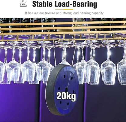 Ceiling Wine Hanger with Acrylic Board - Adjustable Iron Hanging Wine Glass and Bottle Rack - 31.5''x13.8'' Black