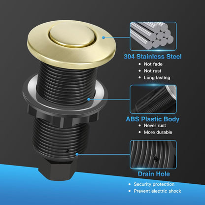Garbage Disposal Air Switch Kit, UL Certified Professional Garbage Disposal Switch Button Power Module, Sink Top Waste Disposer On/Off Switch