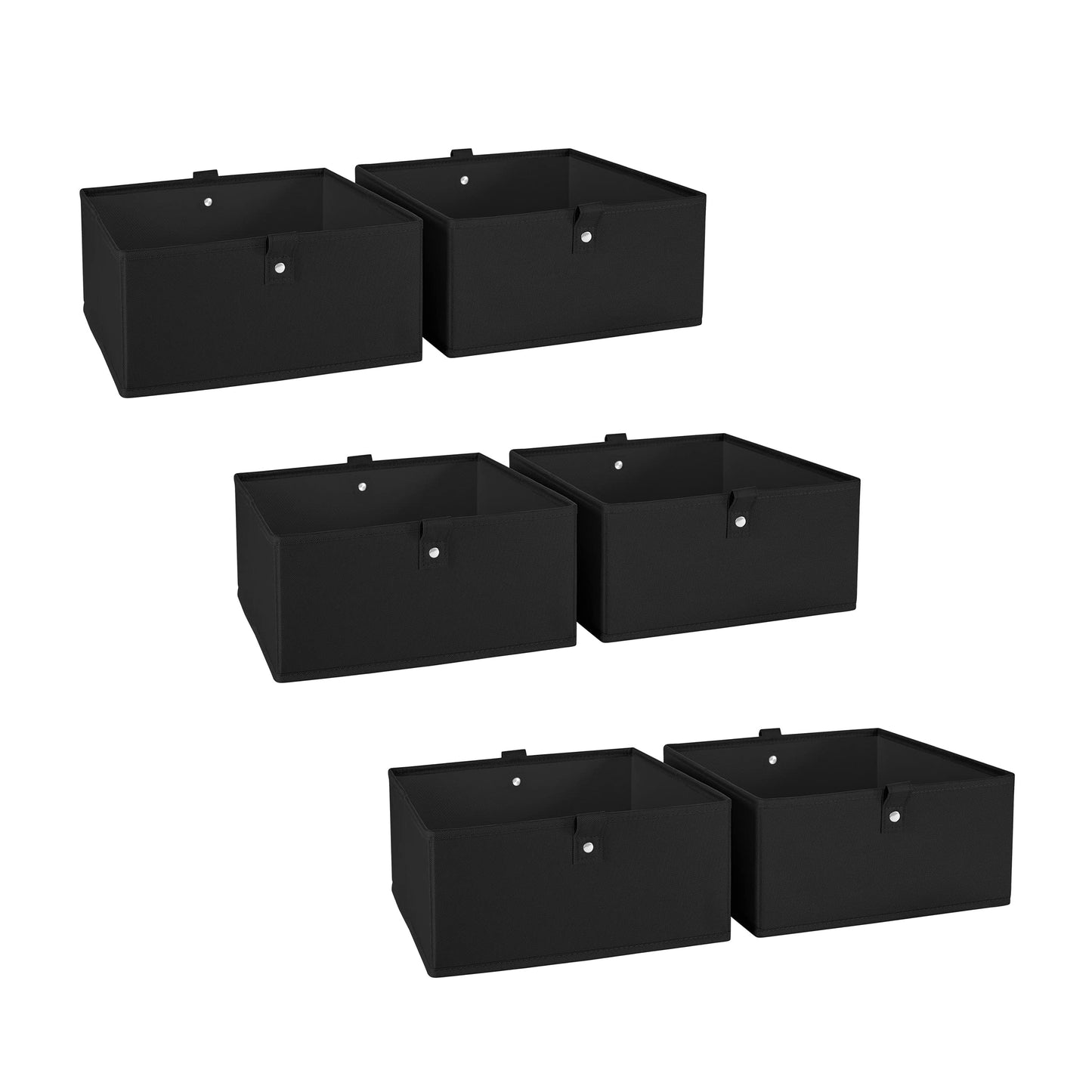 RiverRidge Folding Storage Bins - 6-Pack of 5in Tall Black Cubes