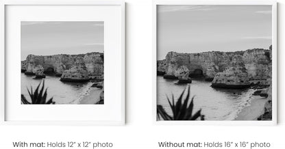 HAUS AND HUES 16x16 White Metal Picture Frame Matted to 12x12 - Features Premium Aluminum & Hanging Hardware, Shatterproof Plexiglass - Ideal for Home, Room, Office (16x16 in, White, Set of 1)