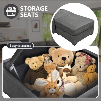 mestyl Modular Sectional Sofa Convertible Sofa Couch Set with Storage for Living Room, Modern 4 Seater Modular Sectional Couch (Grey)