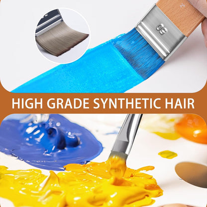 Fuumuui 26pcs Paint Brushes, Professional Acrylic Paint Brush Set Artists Complete Range of Sizes with Upgraded Short Handle Wide Flat & Palette Knife for Acrylic, Oil, Watercolor, Gouache