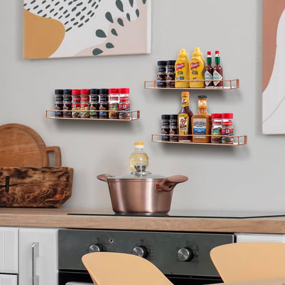 MyGift Modern Copper Metal Wall Mounted Display Racks, Set of 3