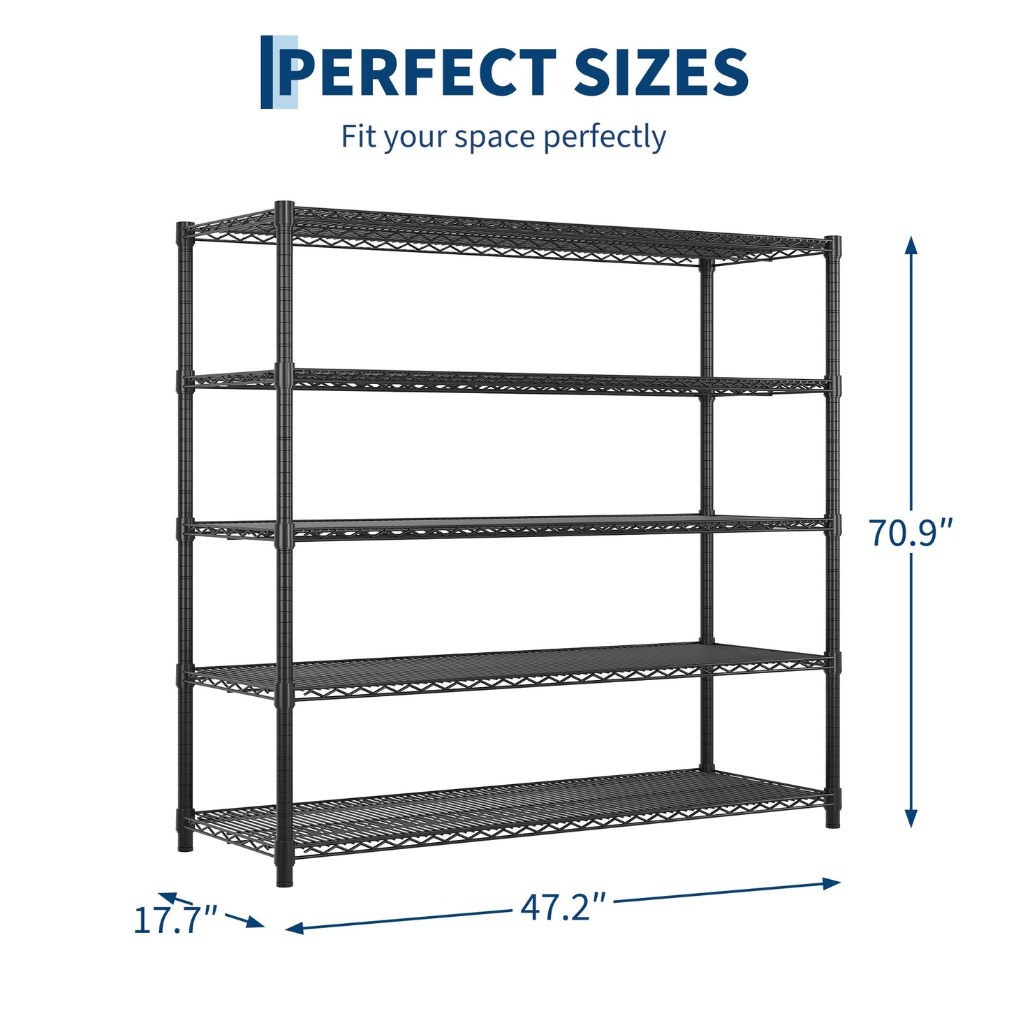 Garvee 5-Tier Wire Shelving 3200LBS Heavy Duty Storage Shelves Garage Rack