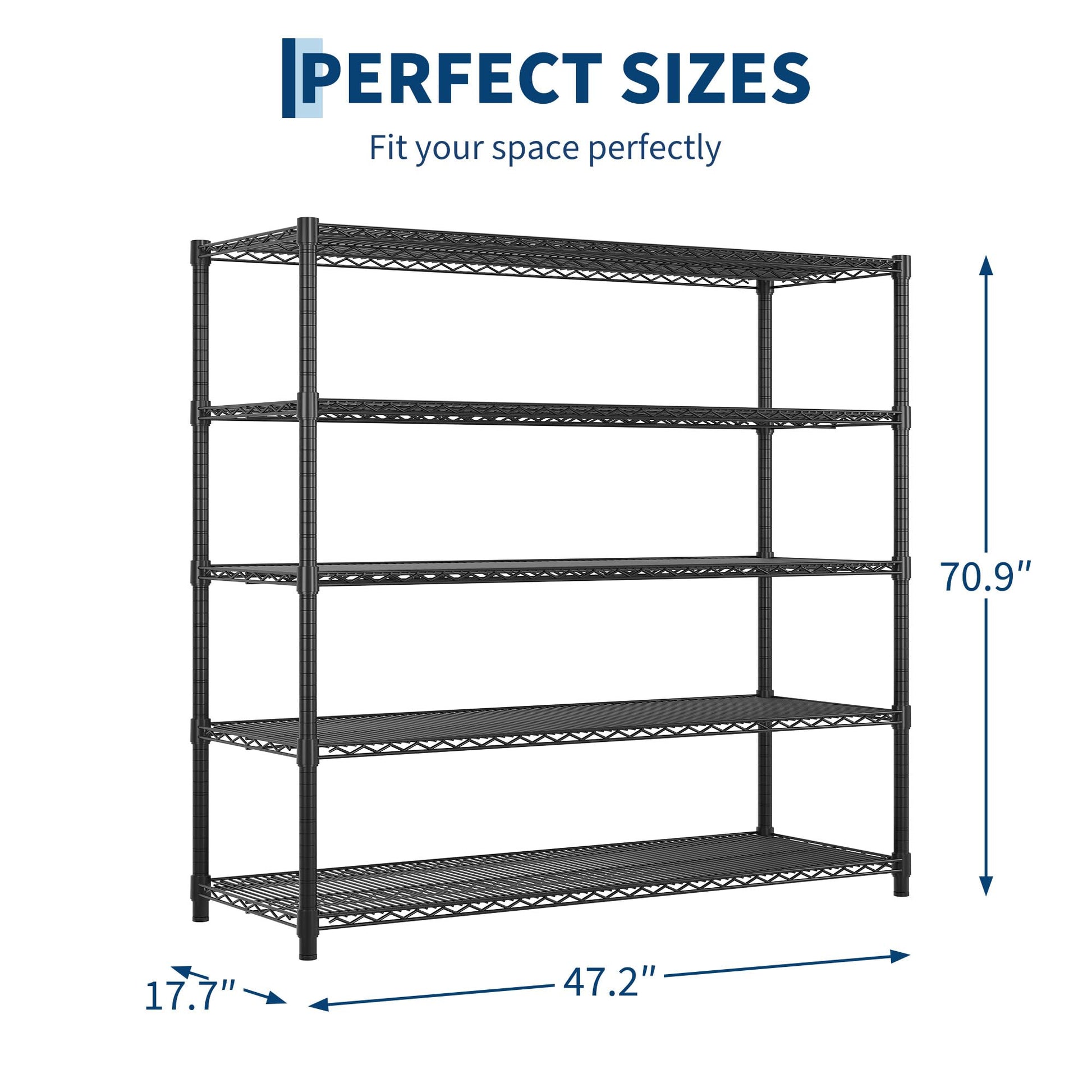 Garvee 5-Tier Wire Shelving 3200LBS Heavy Duty Storage Shelves Garage Rack