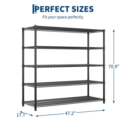 Garvee 5-Tier Wire Shelving 3200LBS Heavy Duty Storage Shelves Garage Rack