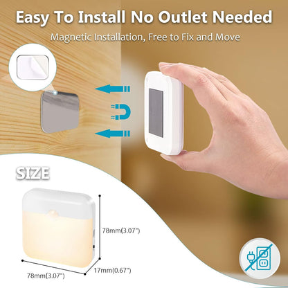 USB Rechargeable Battery Night Light Indoor,Stick-on Motion Sensor Puck Night Lights-No Need Plug Into Wall, Mini Motion Sensor Closet Lights for Stair Hallway Bedroom Toilet Cabinet, 6 pcs,2 Colors