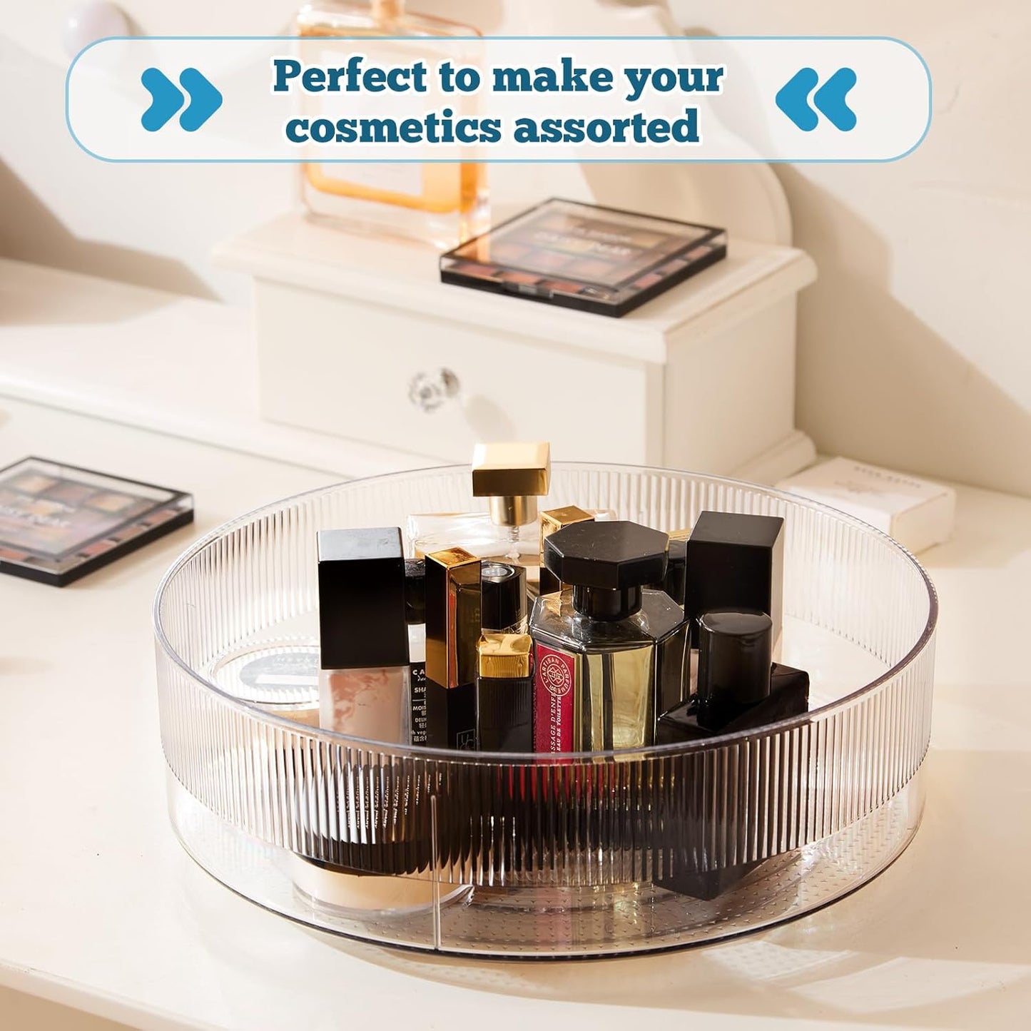 FreshKeeper Plastic Lazy Susan Organizer, Clear Pantry Lazy Susan Turntable for Cabinet and Kitchen 11’’