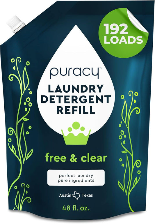 Puracy Laundry Detergent Refill - Enzyme-Powered Liquid Detergent Concentrate, Natural Laundry