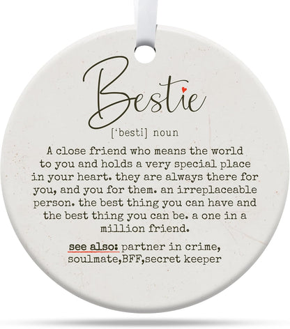 Friendship Gifts for Women, Best Friend, Funny, Work Besties, Sister, Friend Ornaments for Women, Ceramic Christmas Ornaments (Besties 2)