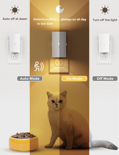 L LOHAS LED Motion Sensor Night Light Plug in, [2 Pack] Motion Activated Night Light, 0-100LM Dimmable, Soft White 3000K, Motion Sensor Light Indoor for Bathroom Hallway Bedroom Stairway Kids Elderly