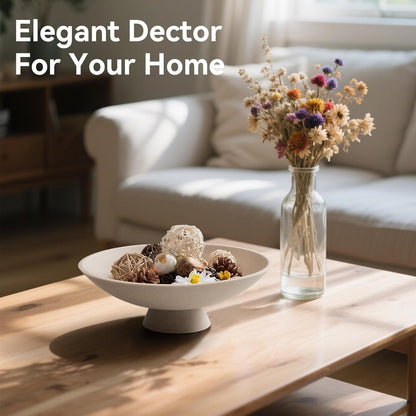 Decorative fruit bowl for Home Decor Large Modern Handicraft Key Bowl for Entryway Table Stylish Centerpiece Purse Bowl Pedestal bowl for Kitchen Counter Coffee Table(Artificial Stone Beige)