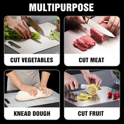 Titanium Cutting Board for Kitchen - 100% Pure Titanium Cutting Boards Non Toxic - 2025 New Upgrade Double Sided Metal Chopping Boards for Meat, Vegetables, Fruits, Dishwasher Safe (18 x 12 In)