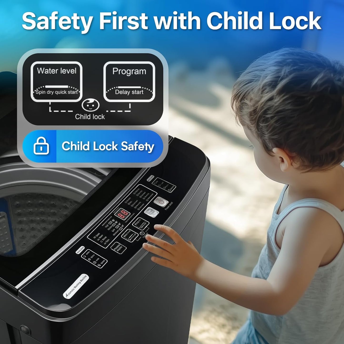 Portable Washing Machines 27 LBS Full Automatic Clothes Washer and Spinner Combo with 10 Program and 8 Water Level, Compact Laundry Wash Spin Dryer for Apartment RV Dorm, Grey