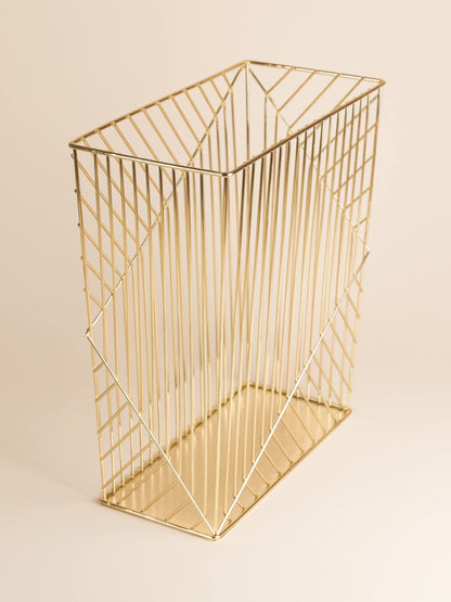 U Brands Metal Trash Can, 6 Gallon Capacity, Gold, Desk Organizer