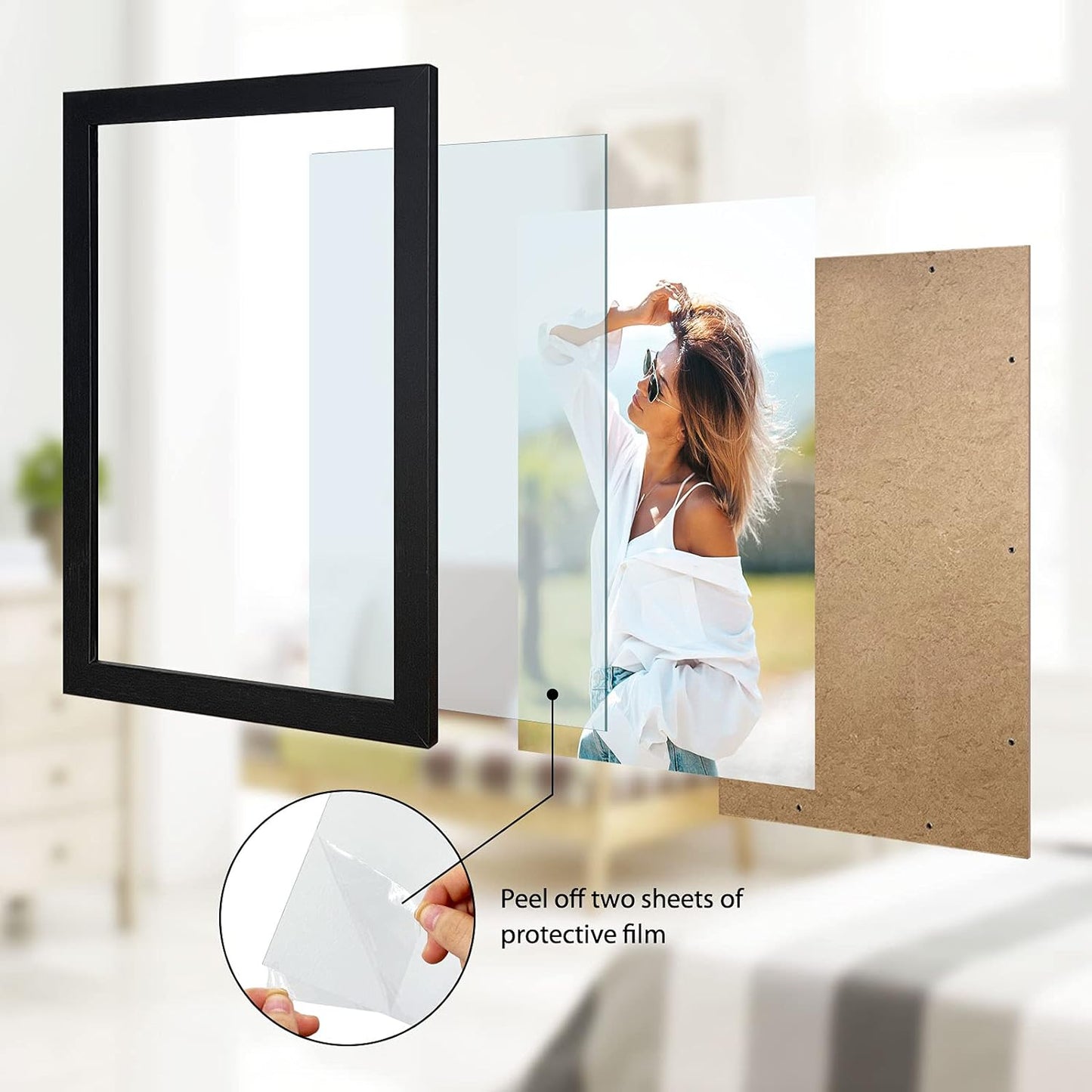 VCK 18x24 Poster Frames 3 Pack Black MDF Wood and Polished Plexiglass Frame,Display Pictures in Horizontal and Vertical