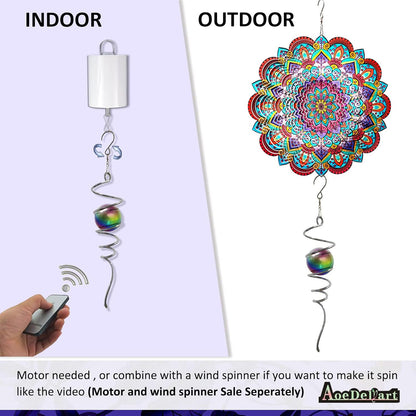 Multi Color Wind Spinner Tail Gazing Ball Spiral Decorative Wind Sculptures - 13in Height