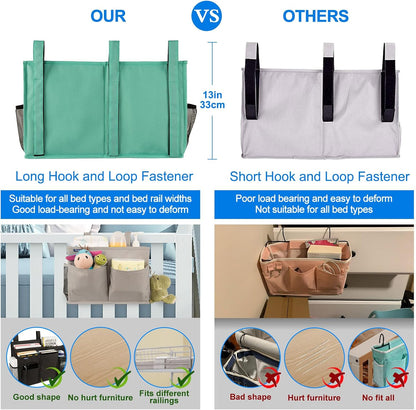 Surblue Caddy Hanging Organizer Bedside Storage Bag for Bunk and Hospital Beds, Green, L