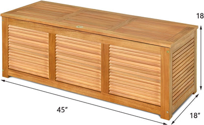 Tangkula 46 Gallon Acacia Wood Deck Box, Garden Backyard Storage Bench, Outdoor Storage Container for Patio Furniture Cushions and Gardening Tools (Natural)