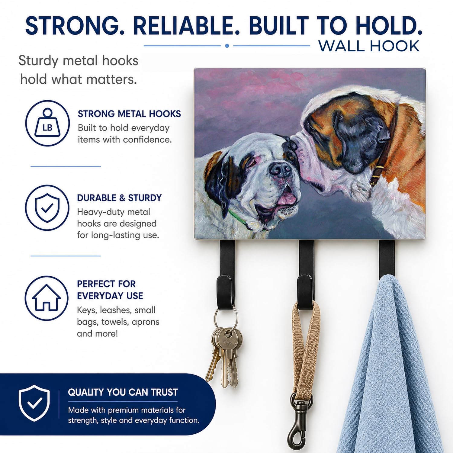 Caroline's Treasures 7332TH68 Saint Bernard Whisperear Leash or Key Holder, Wall Hooks, Key Hooks