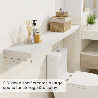 Fun Memories 55 Inch Fireplace Mantel Shelf -Long Floating Shelves, Deep Wall Mounted Farmhouse Display Shelves with Invisible Heavy Duty Metal Bracket, White, 2 Pack