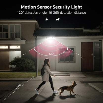 Lepro Solar Lights for Outside, WL5000 Motion Activated Security Lights, Separate Solar Panel, 3 Adjustable Head 270° Wide Lighting Angle, IP65 Waterproof Wall Lamp for Porch Yard Garage